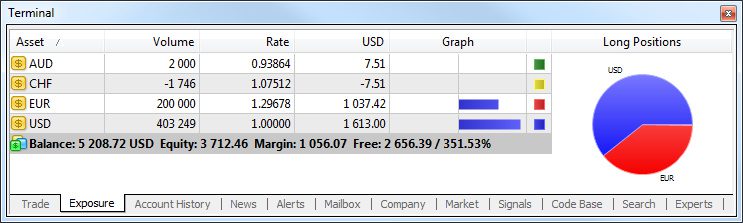Trade exposure on MT4 terminal Trade exposure on MT4 terminal