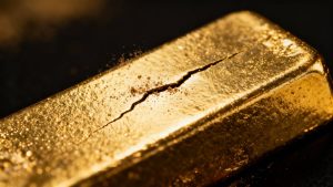 Gold bar with a subtle crack.